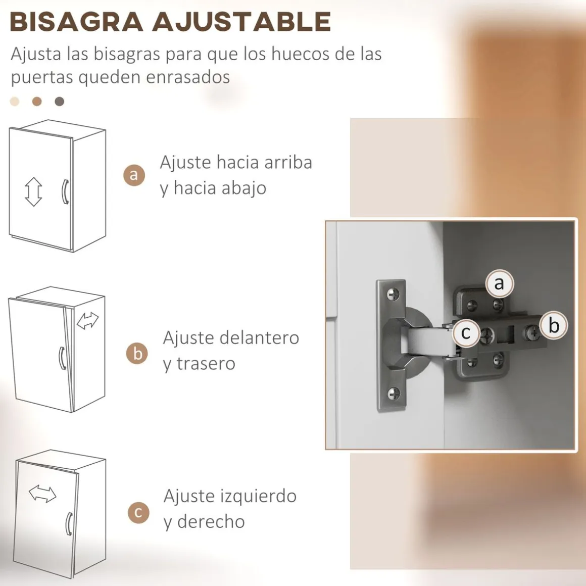 Mueble auxiliar Elianor Homcom 3 puertas con compartimento abierto blanco 97x80x35 cm