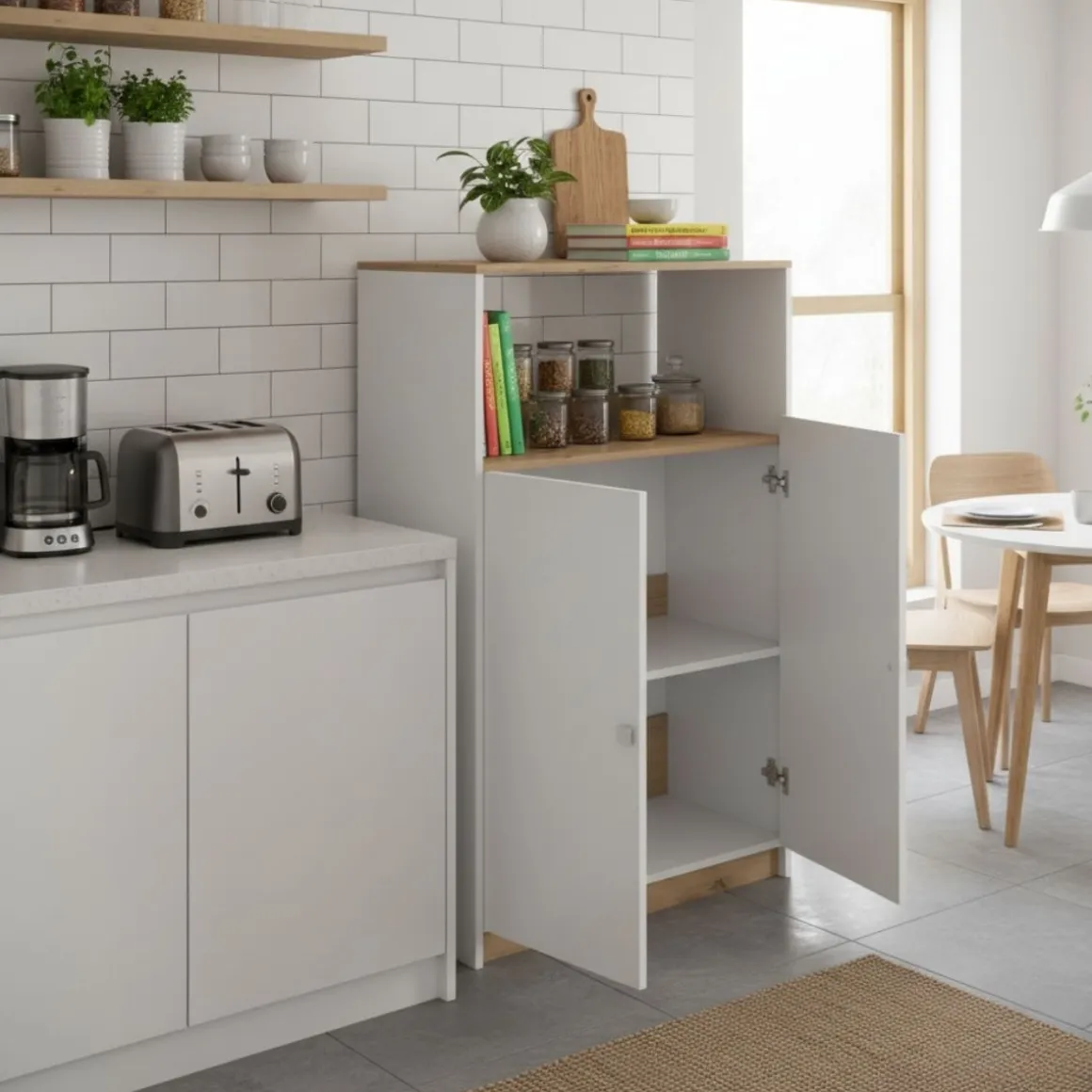 Mueble auxiliar Estela compartimento con 2 puertas blanco/natural 124x80,2x40,2 cm