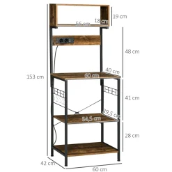 Mueble auxiliar Fyha Homcom con 2 enchufes + 2 cargadores USB marrón 153x60x42 cm