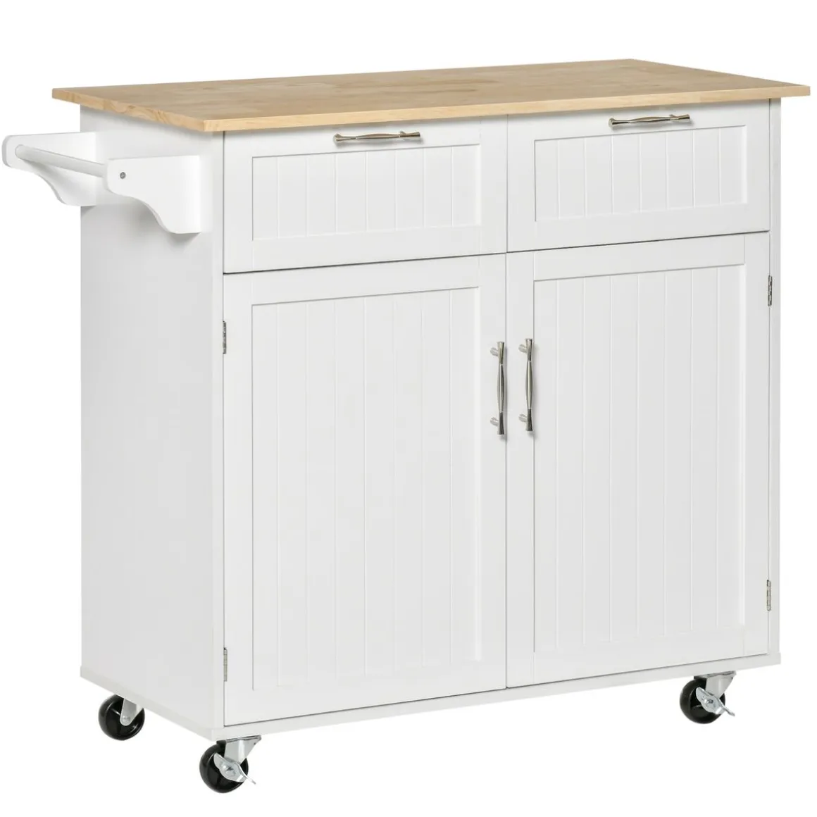 Mueble auxiliar Hibisco Homcom 2 cajones + armario + barra con ruedas blanco 91x104x46 cm