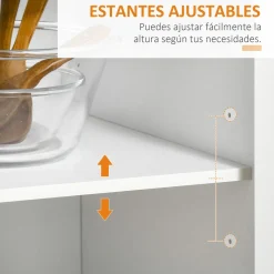 Mueble auxiliar Hibisco Homcom 2 cajones + armario + barra con ruedas blanco 91x104x46 cm