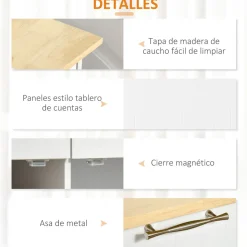 Mueble auxiliar Hibisco Homcom 2 cajones + armario + barra con ruedas blanco 91x104x46 cm