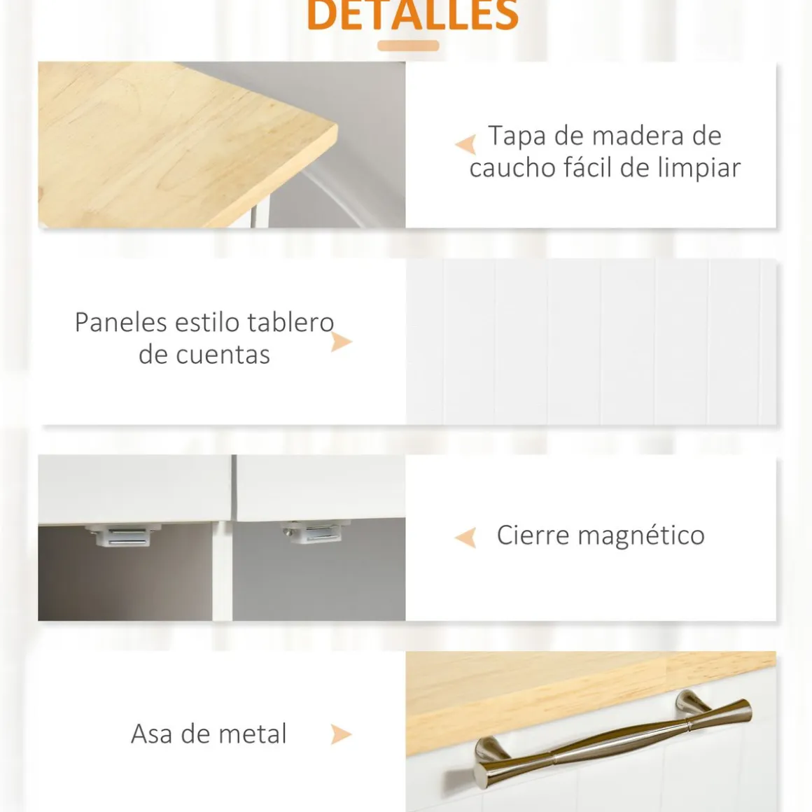 Mueble auxiliar Hibisco Homcom 2 cajones + armario + barra con ruedas blanco 91x104x46 cm