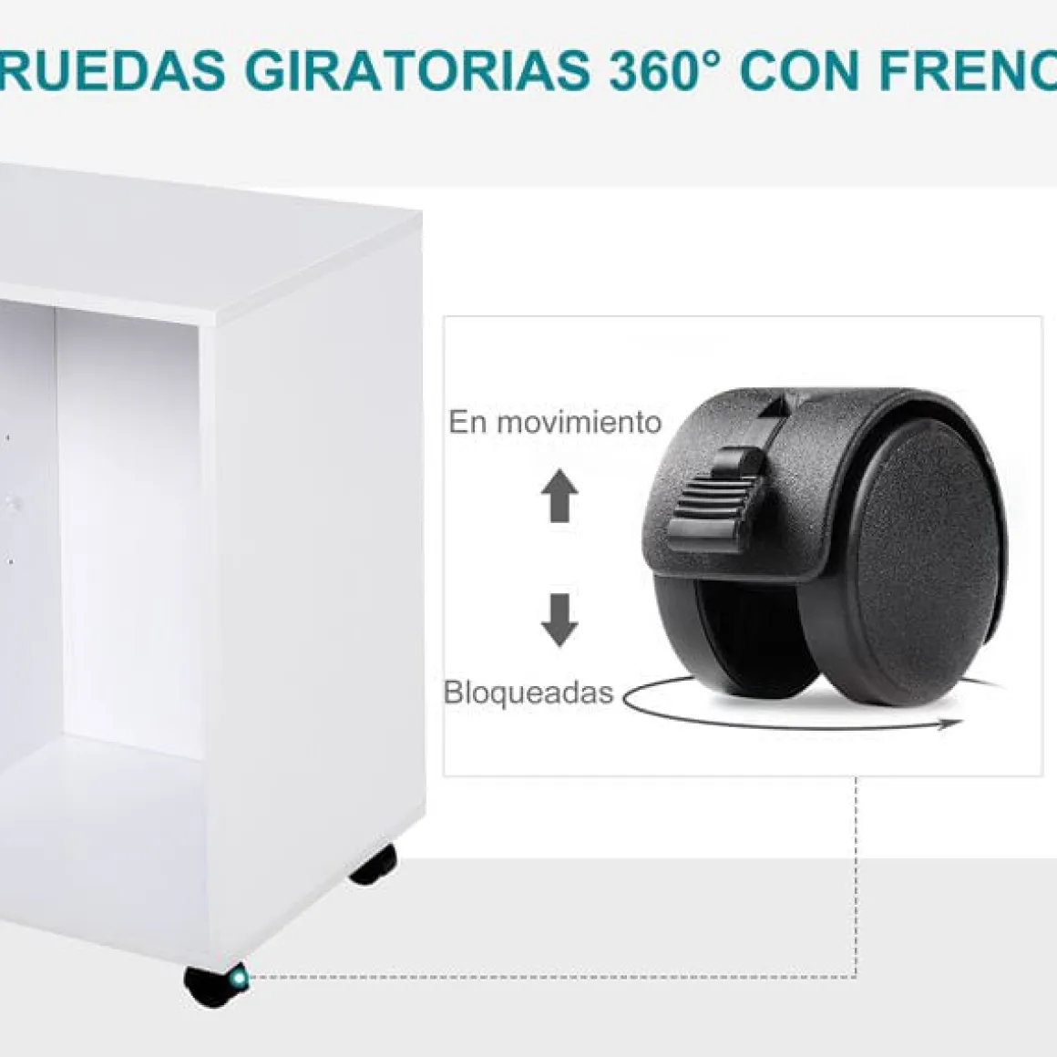 Mueble auxiliar Homcom 3 cajones+estante ajustable blanco 65x80x40 cm