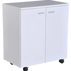 Mueble auxiliar Homcom con 4 ruedas blanco 65x60x35 cm