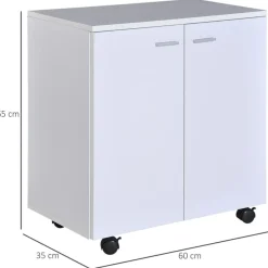 Mueble auxiliar Homcom con 4 ruedas blanco 65x60x35 cm