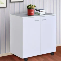 Mueble auxiliar Homcom con 4 ruedas blanco 65x60x35 cm