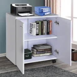 Mueble auxiliar Homcom con 4 ruedas blanco 65x60x35 cm