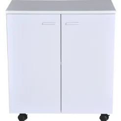 Mueble auxiliar Homcom con 4 ruedas blanco 65x60x35 cm