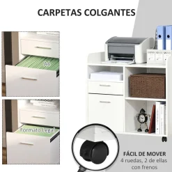 Mueble auxiliar Kitta Vinsetto 3 compartimentos + 2 cajones blanco 72x80x40 cm