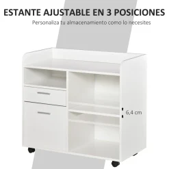 Mueble auxiliar Kitta Vinsetto 3 compartimentos + 2 cajones blanco 72x80x40 cm