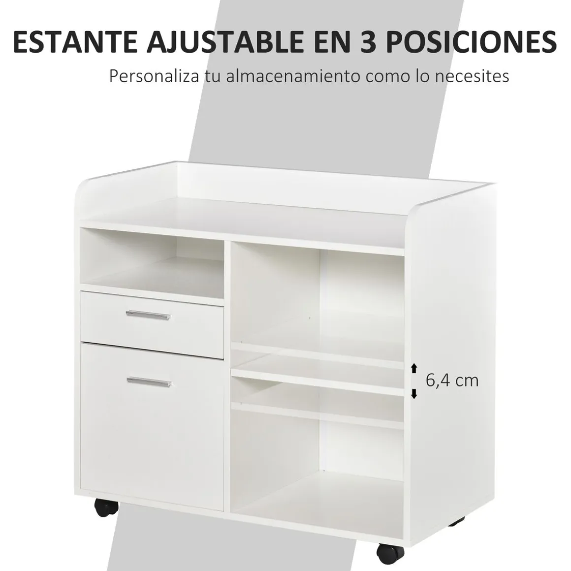 Mueble auxiliar Kitta Vinsetto 3 compartimentos + 2 cajones blanco 72x80x40 cm