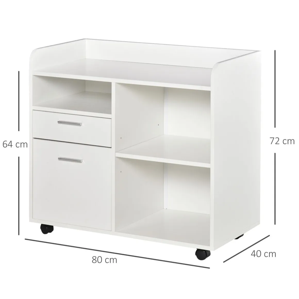 Mueble auxiliar Kitta Vinsetto 3 compartimentos + 2 cajones blanco 72x80x40 cm