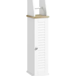 Mueble auxiliar Kleankin portarrollos con armario blanco 80x18x20 cm