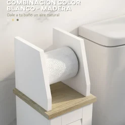 Mueble auxiliar Kleankin portarrollos con armario blanco 80x18x20 cm
