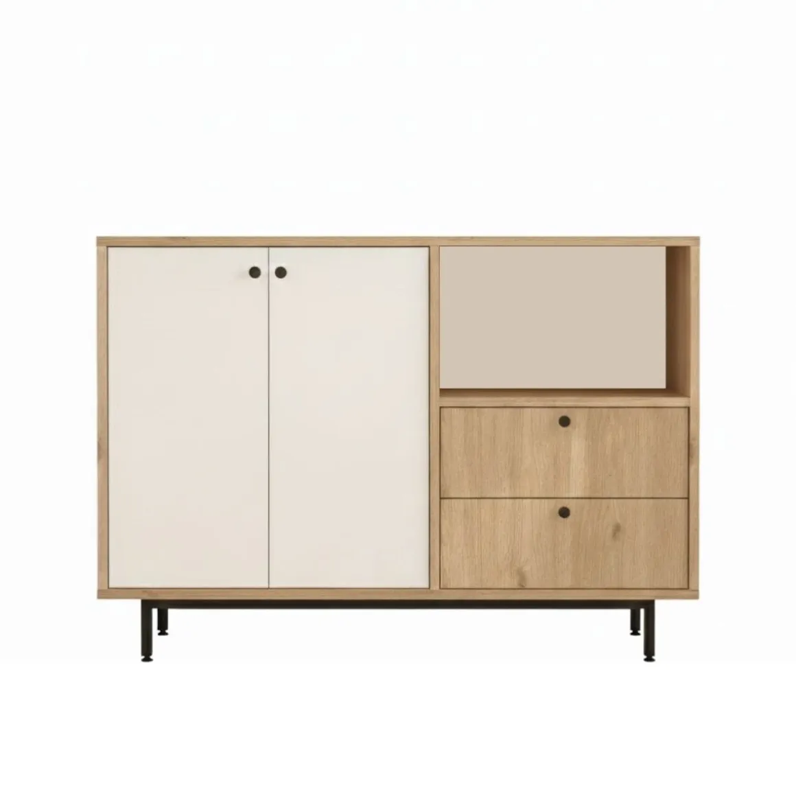Mueble auxiliar Masatepe 2 puertas con compartimento y 2 cajones natural/blanco 85x120x35,5 cm