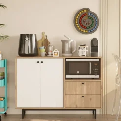 Mueble auxiliar Masatepe 2 puertas con compartimento y 2 cajones natural/blanco 85x120x35,5 cm