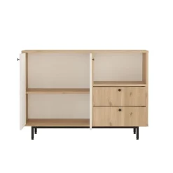 Mueble auxiliar Masatepe 2 puertas con compartimento y 2 cajones natural/blanco 85x120x35,5 cm