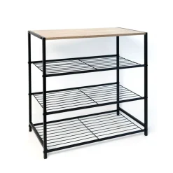 Mueble auxiliar MOA Vinthera 3 niveles acero negro/natural 63,5x60x30 cm