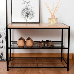 Mueble auxiliar MOA Vinthera 3 estantes negro/madera 44,5x60x30 cm