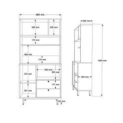 Mueble auxiliar Santa Clara 3 puertas con 2 cajones blanco 180x88x29,2 cm