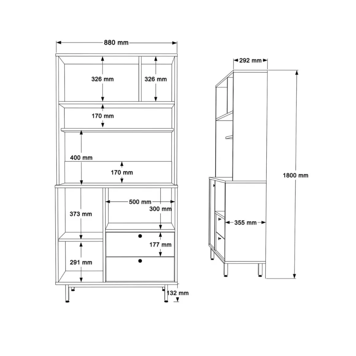 Mueble auxiliar Santa Clara 3 puertas con 2 cajones blanco 180x88x29,2 cm