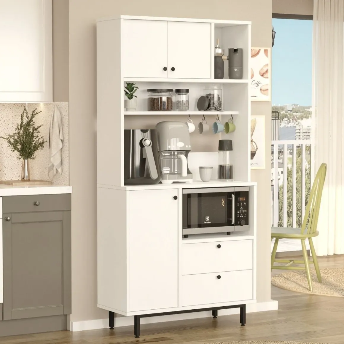 Mueble auxiliar Santa Clara 3 puertas con 2 cajones blanco 180x88x29,2 cm