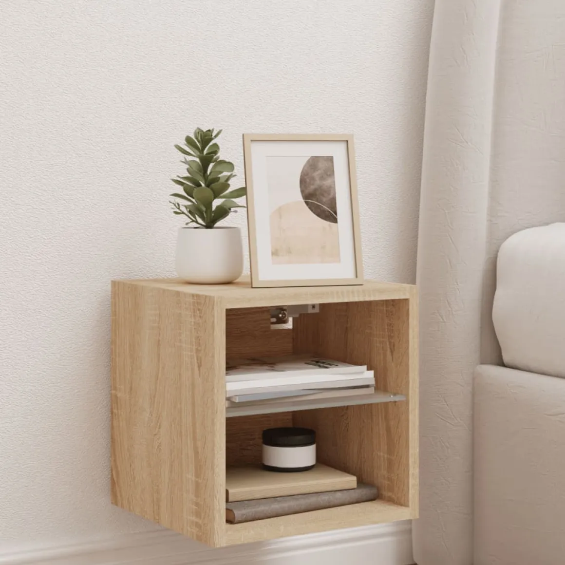 Mueble auxiliar Sifly 2 estantes luz LED 30x30x28,5 cm