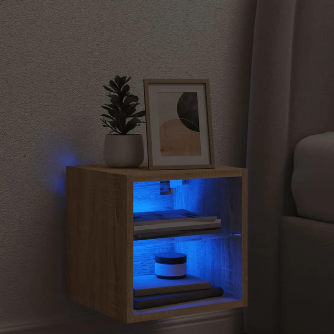 Mueble auxiliar Sifly 2 estantes luz LED 30x30x28,5 cm