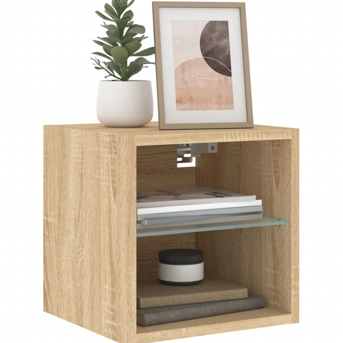 Mueble auxiliar Sifly 2 estantes luz LED 30x30x28,5 cm