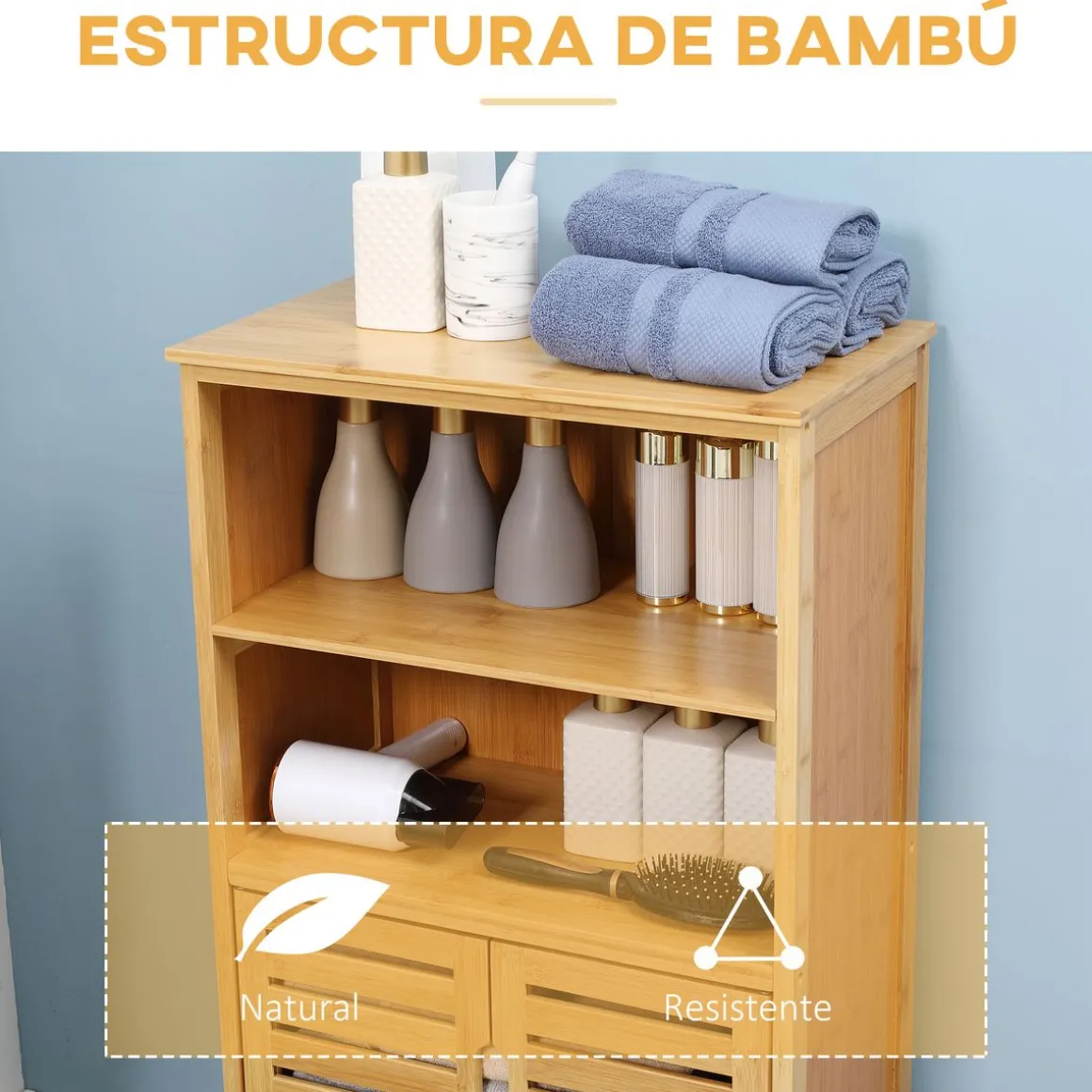 Mueble auxiliar Talo Kleankin 2 puertas + estante natural 92x50x29 cm