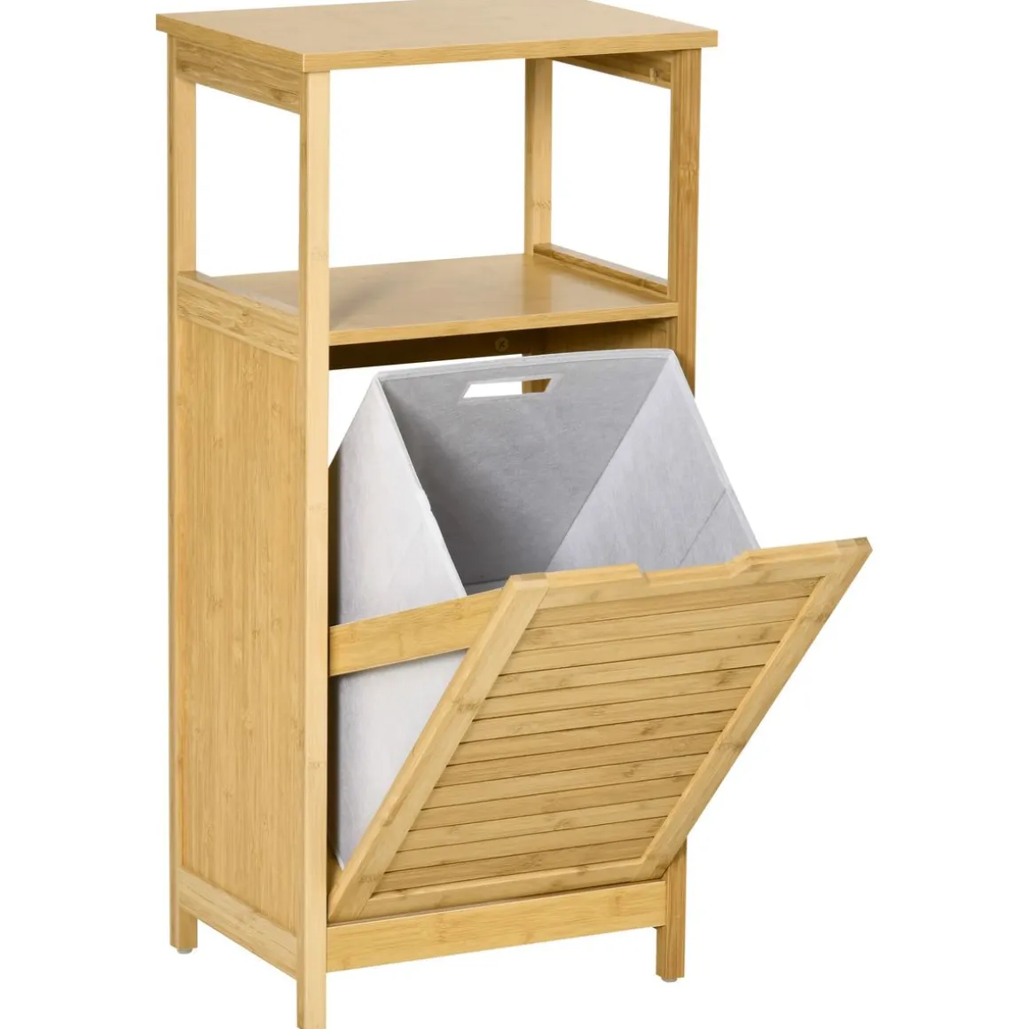 Mueble auxiliar Talo Kleankin estante + cesto ropa sucia natural 86,5x40x30 cm