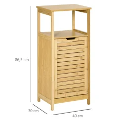 Mueble auxiliar Talo Kleankin estante + cesto ropa sucia natural 86,5x40x30 cm