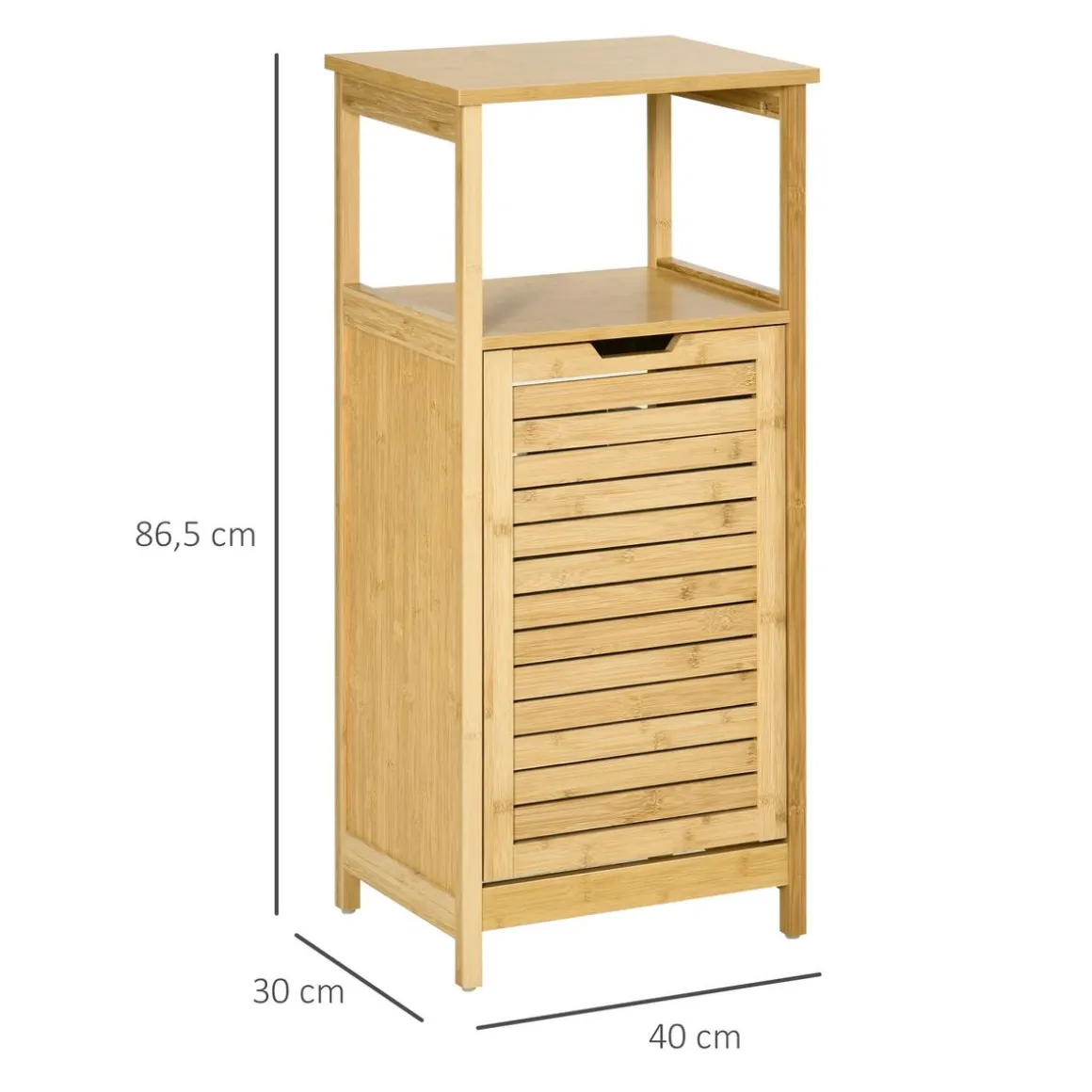 Mueble auxiliar Talo Kleankin estante + cesto ropa sucia natural 86,5x40x30 cm