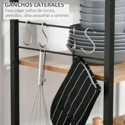 Mueble auxiliar Tent Homcom 4 niveles + ganchos natural 125x60x40 cm