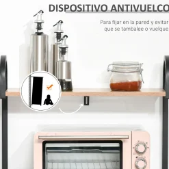 Mueble auxiliar Tent Homcom 4 niveles + ganchos natural 125x60x40 cm