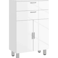 Mueble auxiliar Terra Kleankin con 2 cajones + armario blanco brillo 93x60x30 cm