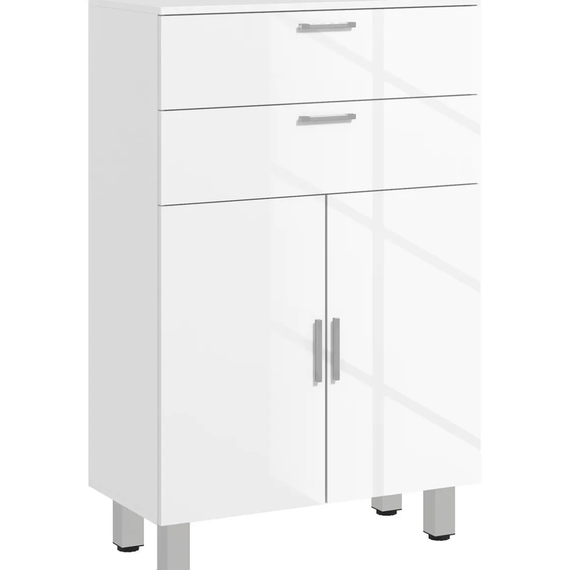 Mueble auxiliar Terra Kleankin con 2 cajones + armario blanco brillo 93x60x30 cm