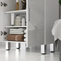 Mueble auxiliar Terra Kleankin con 2 cajones + armario blanco brillo 93x60x30 cm