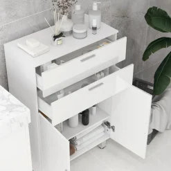 Mueble auxiliar Terra Kleankin con 2 cajones + armario blanco brillo 93x60x30 cm