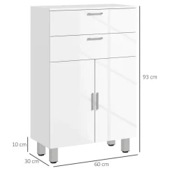 Mueble auxiliar Terra Kleankin con 2 cajones + armario blanco brillo 93x60x30 cm