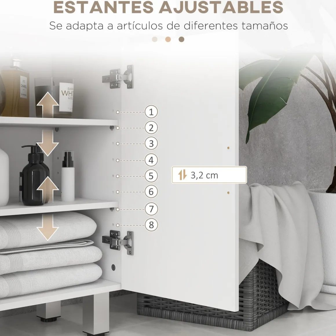 Mueble auxiliar Terra Kleankin con 2 cajones + armario blanco brillo 93x60x30 cm