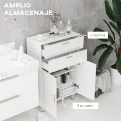 Mueble auxiliar Terra Kleankin con 2 cajones + armario blanco brillo 93x60x30 cm
