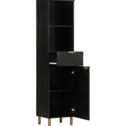 Mueble auxiliar Tulipán 2 compartimentos + 1 cajón + 1 armario negro 160x38x33 cm