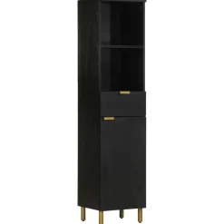 Mueble auxiliar Tulipán 2 compartimentos + 1 cajón + 1 armario negro 160x38x33 cm