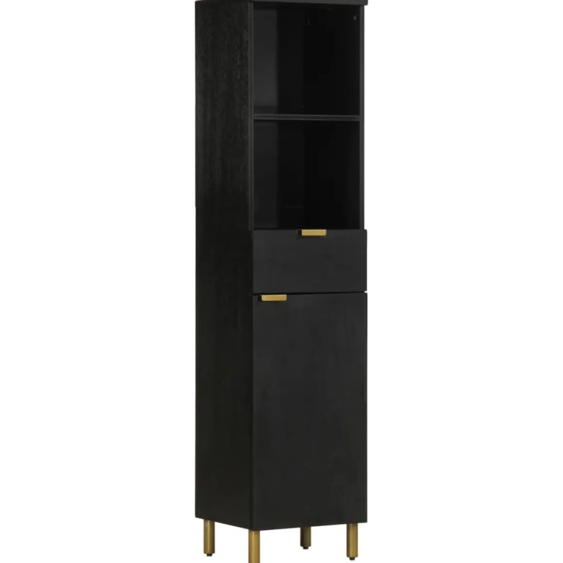 Mueble auxiliar Tulipán 2 compartimentos + 1 cajón + 1 armario negro 160x38x33 cm