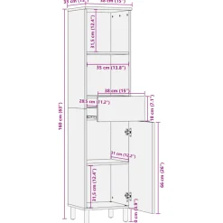 Mueble auxiliar Tulipán 2 compartimentos + 1 cajón + 1 armario negro 160x38x33 cm