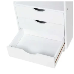 Mueble auxiliar Vinsetto 3 cajones + 4 estantes + ruedas blanco 83x40x30 cm