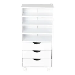 Mueble auxiliar Vinsetto 3 cajones + 4 estantes + ruedas blanco 83x40x30 cm