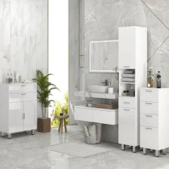 Mueble auxiliar Volco Kleankin 4 cajones blanco brillo 93x30x30 cm